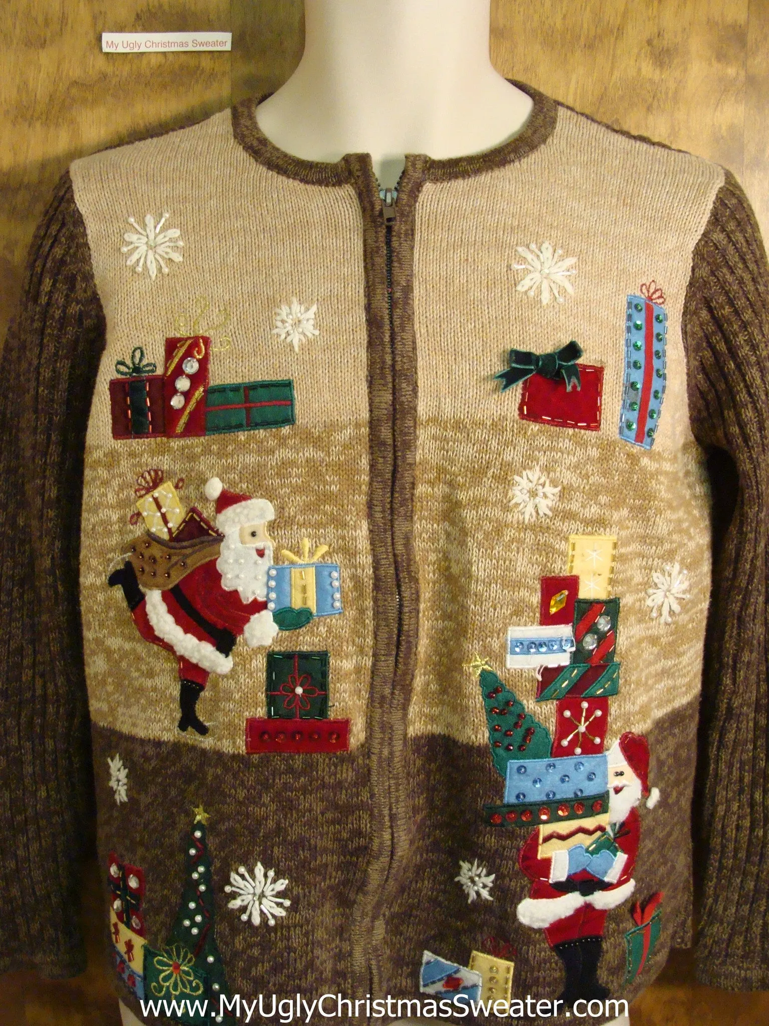 Busy Santa Stacking Gifts Ugly Christmas Sweater