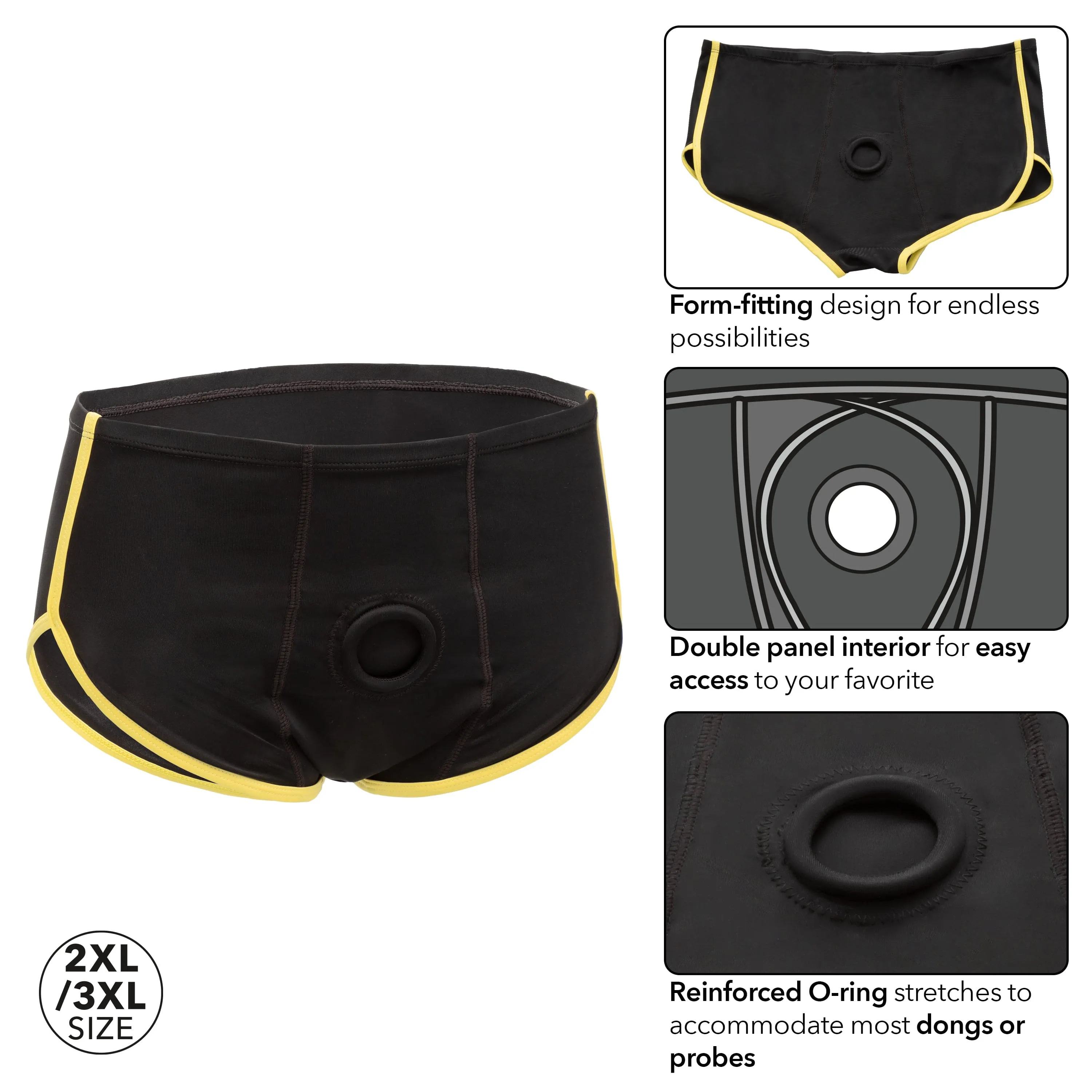 California Exotics - Boundless Black and Yellow Brief Strap On Harness