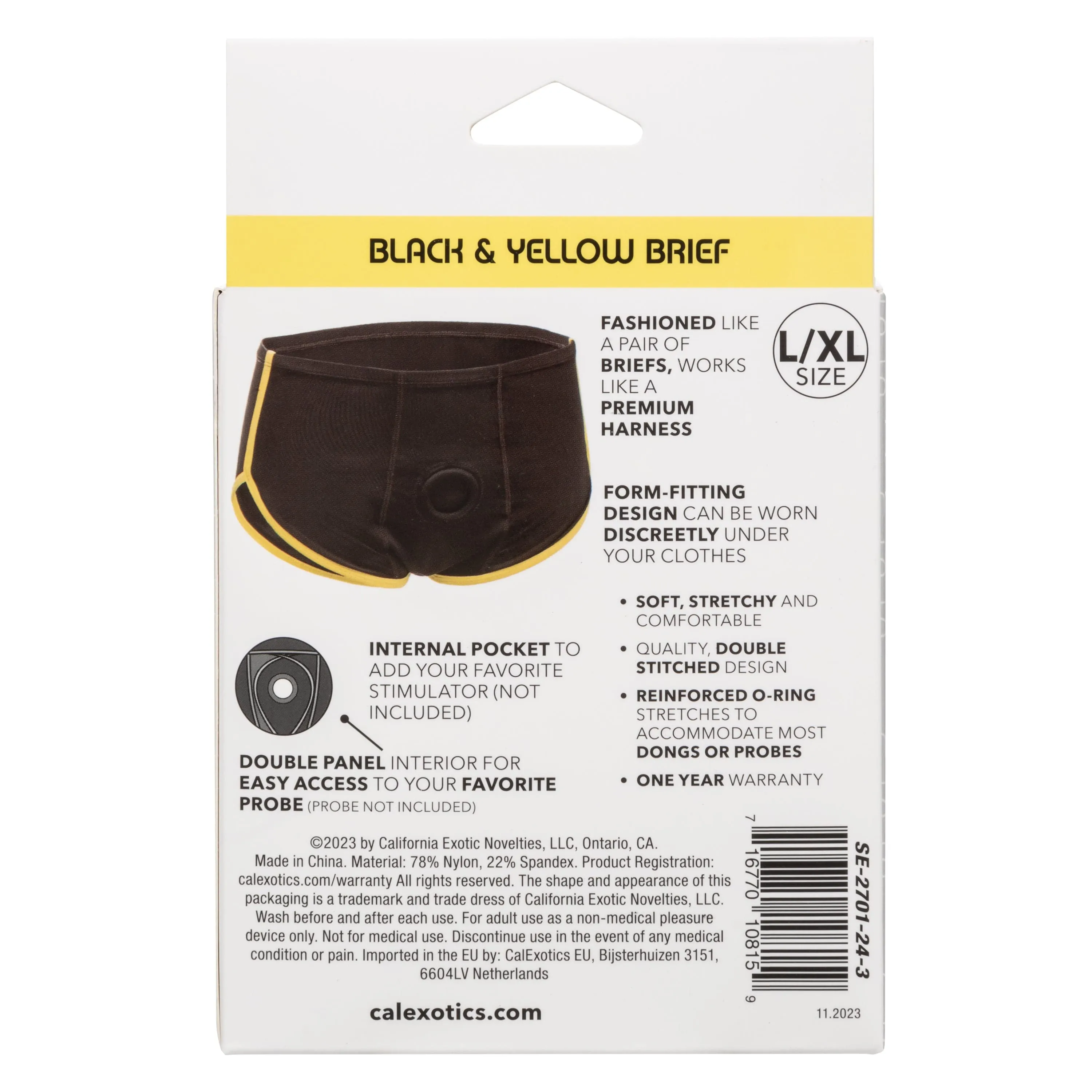 California Exotics - Boundless Black and Yellow Brief Strap On Harness