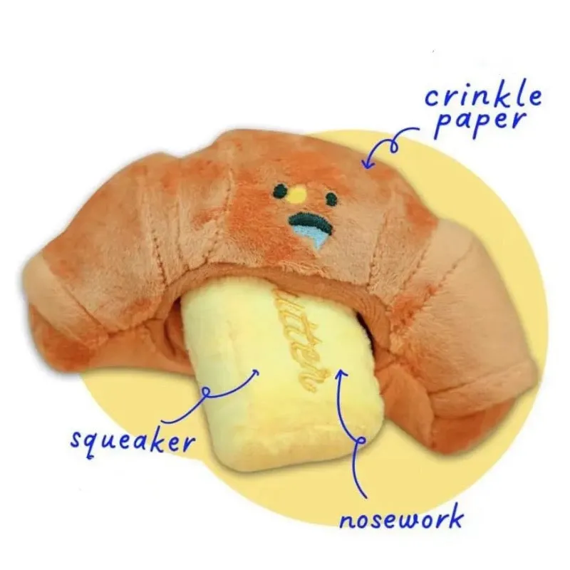 Talking Dog Club Crusty Croissant Interactive Plush Toy for Dogs (Brown)
