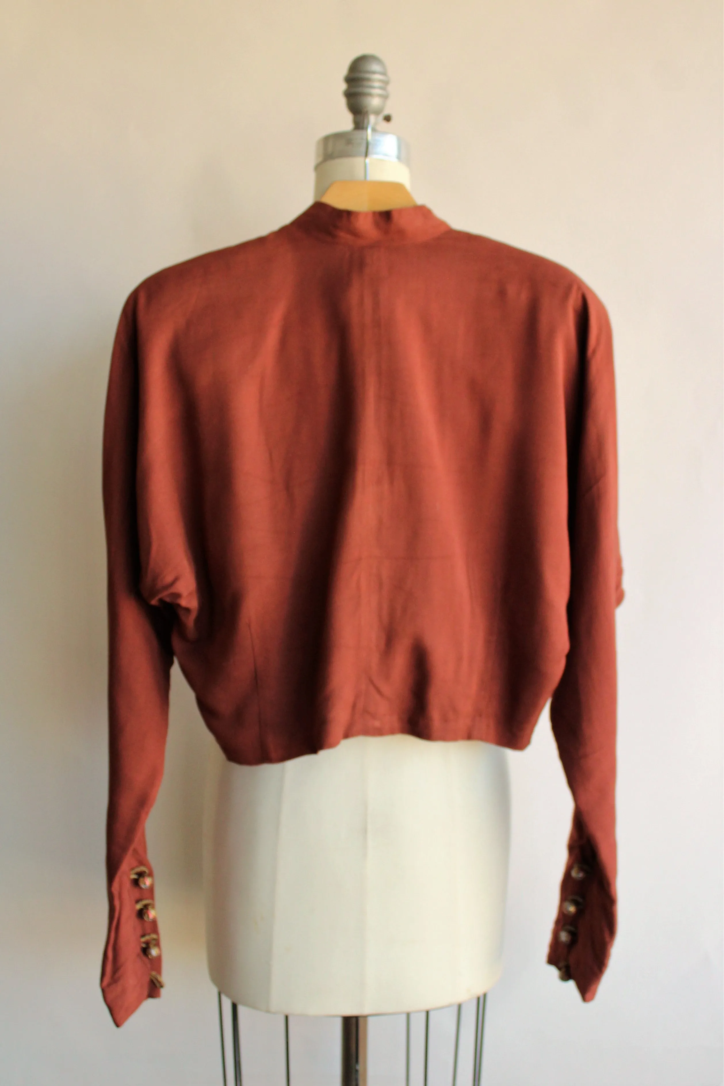 Vintage Hollywood Costume Brown Military Short Jacket With Buttons